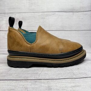 Western Chief Tan Slip-On Ankle Boot with Teal Elastic Panels